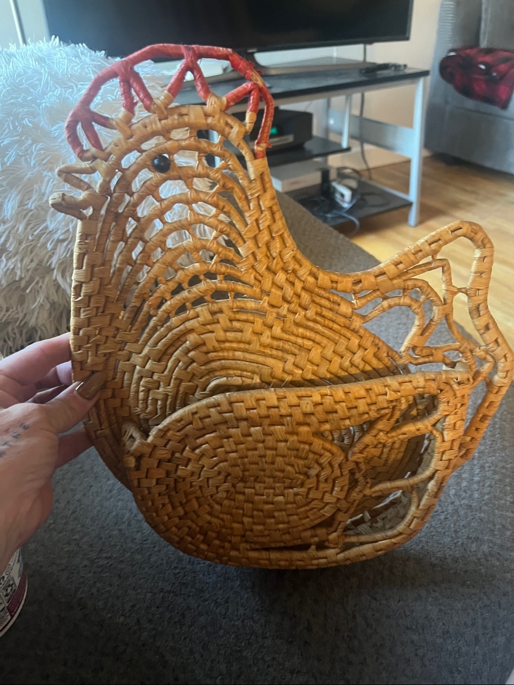 Vintage Chicken Wicker Basket Weave farmhouse organizer